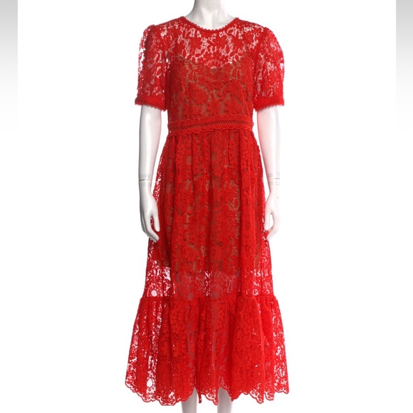 New! SELF-PORTRAIT 2022 Collection Lace MIDI Dress size 10 - Picture 1 of 3